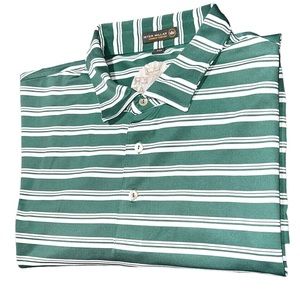 Peter Millar Summer Comfort Green Striped Polo - Men’s Size XXL - Stylish!